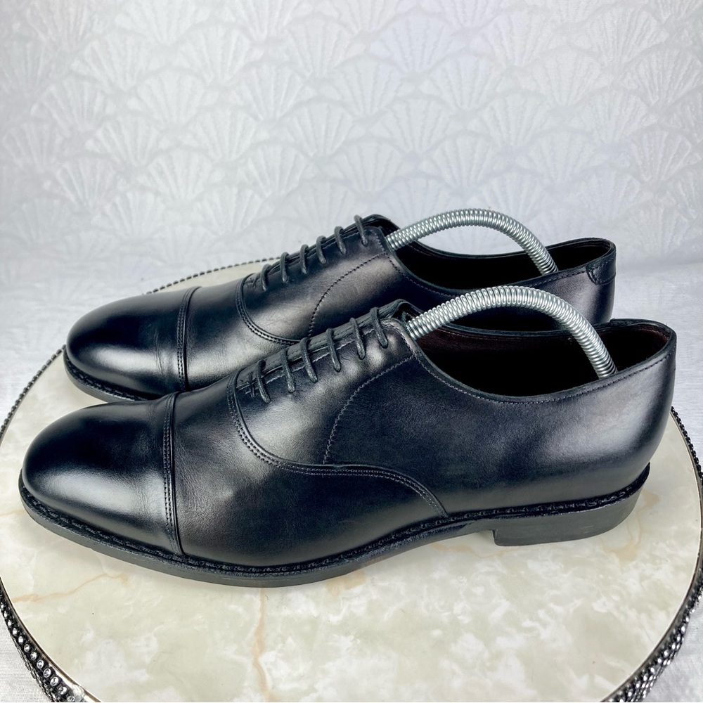 Allen Edmonds Hopkinson Mens Size 9.5 Black Leather Cap Toe Oxford Dress Shoes - Picture 6 of 11